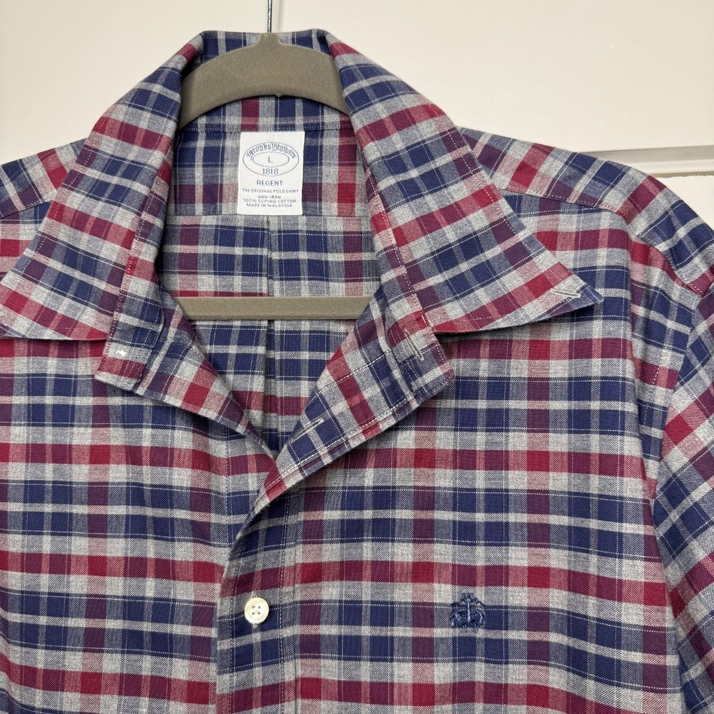 Brooks Brothers Regent Mens Large Plaid Long Sleeve Button Down Supima Cotton
